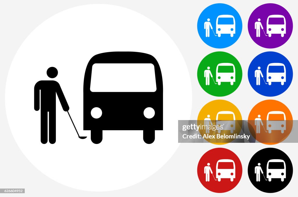Checking Car Icon on Flat Color Circle Buttons