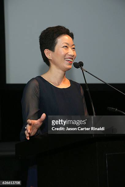 Associate curator, Department of Film at MoMA La Frances Hui attends the Pedro Almodovar Retrospective Opening Night at the Museum of Modern Art on...