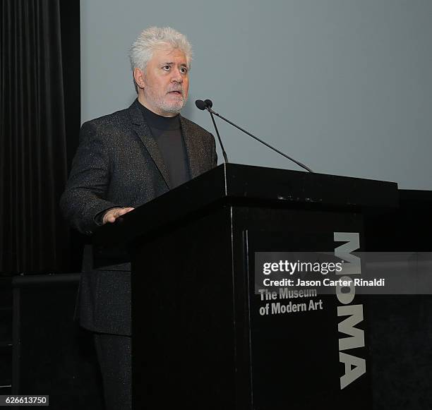 Director Pedro Almodovar attends the Pedro Almodovar Retrospective Opening Night at the Museum of Modern Art on November 29, 2016 in New York City.