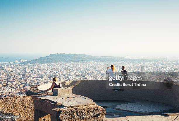 above barcelona - montjuic stock pictures, royalty-free photos & images