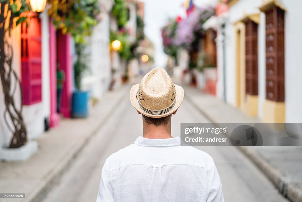 Male tourist sightseeing in Cartagena