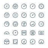 Meter vector icons in thin line style.