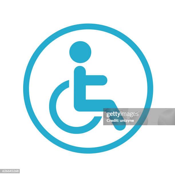 illustrations, cliparts, dessins animés et icônes de icône de fauteuil roulant handicapé - picto handicap