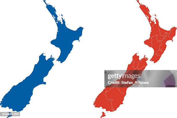 form neuseelands und seiner regionen - new zealand map stock-grafiken, -clipart, -cartoons und -symbole