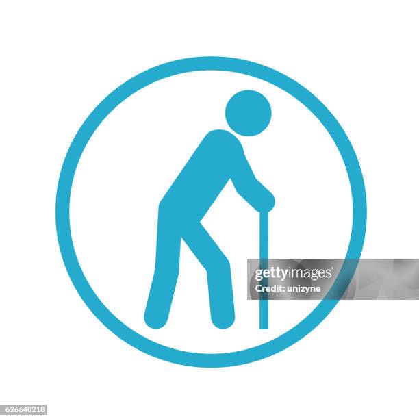 old person icon - old man walking stock illustrations