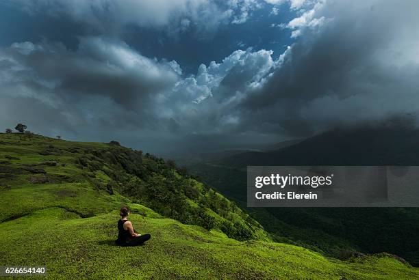 hills and clouds - monsoon stock pictures, royalty-free photos & images