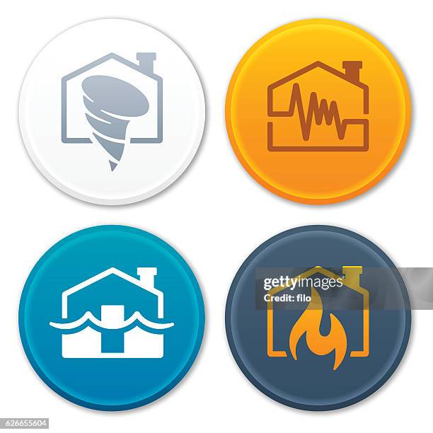 ilustrações de stock, clip art, desenhos animados e ícones de tornado earthquake flood fire disaster symbols - força da natureza