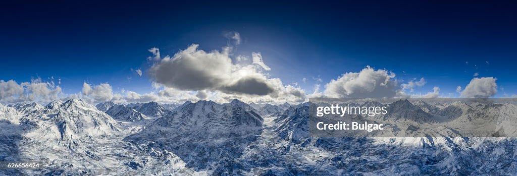 Beautiful Panoramic View Of Snowy Mountains