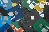 Pile of color floppy disks