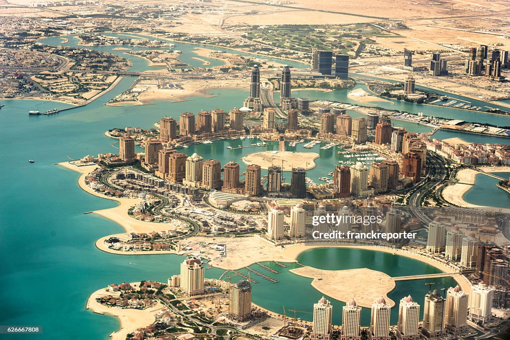 A Pérola de Doha no Catar vista aérea