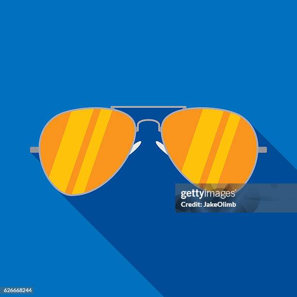 illustrazioni stock, clip art, cartoni animati e icone di tendenza di icona occhiali da sole aviator flat - occhiali da aviatore