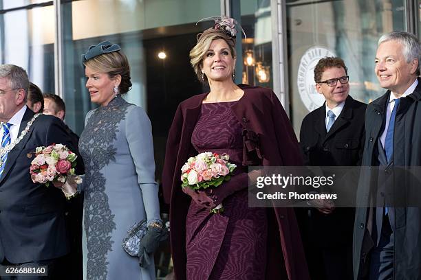 State visit of King Philippe and Queen Mathilde to the Netherlands. Visit of Queen Mathilde and Maxima to station Openbaar Vervoer Terminal project...