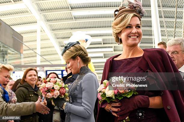 State visit of King Philippe and Queen Mathilde to the Netherlands. Visit of Queen Mathilde and Maxima to station Openbaar Vervoer Terminal project...