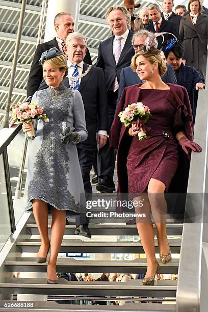 State visit of King Philippe and Queen Mathilde to the Netherlands. Visit of Queen Mathilde and Maxima to station Openbaar Vervoer Terminal project...