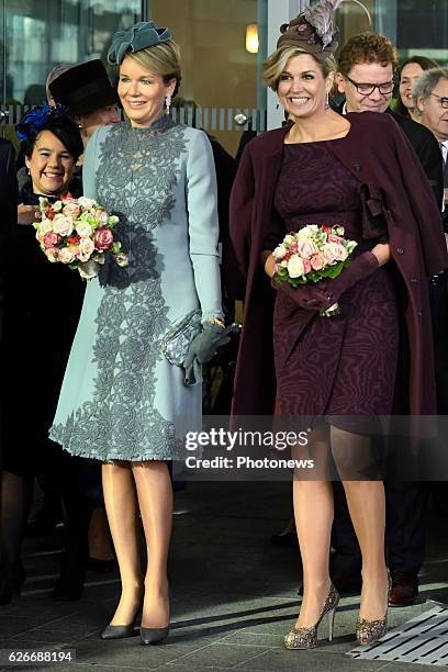 State visit of King Philippe and Queen Mathilde to the Netherlands. Visit of Queen Mathilde and Maxima to station Openbaar Vervoer Terminal project...