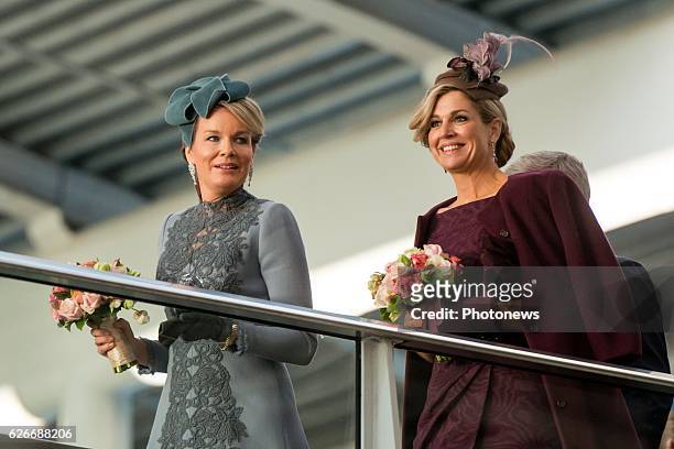 State visit of King Philippe and Queen Mathilde to the Netherlands. Visit of Queen Mathilde and Maxima to station Openbaar Vervoer Terminal project...
