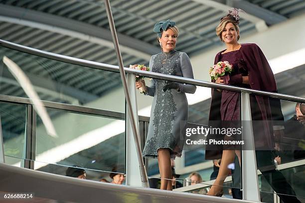 State visit of King Philippe and Queen Mathilde to the Netherlands. Visit of Queen Mathilde and Maxima to station Openbaar Vervoer Terminal project...