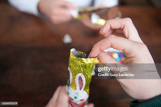 pov easter - chocolate foil stock pictures, royalty-free photos & images
