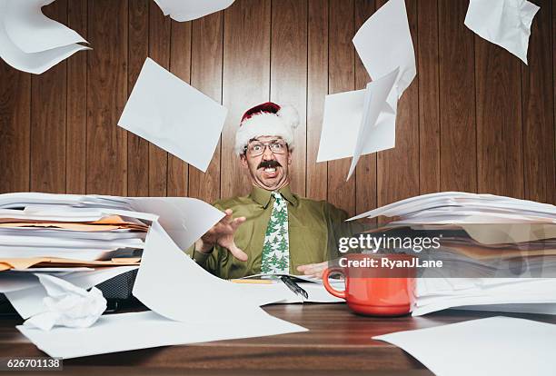 christmas in the office - stressed funny stock pictures, royalty-free photos & images