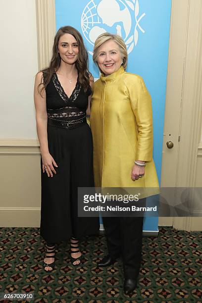 Sara Bareilles and Hillary Clinton attend the 12th annual UNICEF Snowflake Ball at Cipriani Wall Street on November 29, 2016 in New York City.