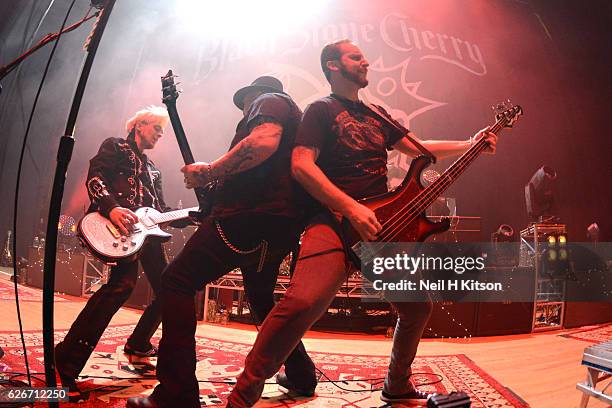 Chris Robertson, John Fred Young, Ben Wells and Jon Lawhon of Black Stone Cherry perform at Sheffield City Hall on November 28, 2016 in Sheffield,...