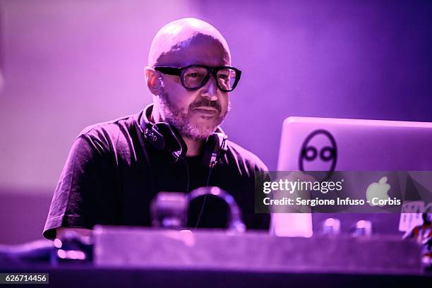 Italian bassist and musician Saturnino Celani performs a DJ set for of the show 'Sottosopra': Roberto Saviano Meets The Audience on November 28, 2016...