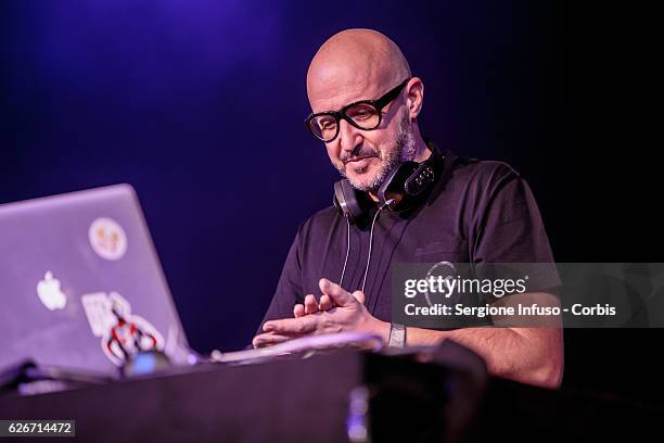 Italian bassist and musician Saturnino Celani performs a DJ set for of the show 'Sottosopra': Roberto Saviano Meets The Audience on November 28, 2016...