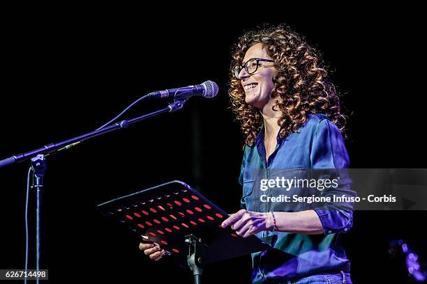 Italian comedian, actress and TV presenter Teresa Mannino is a guest of the show 'Sottosopra': Roberto Saviano Meets The Audience on November 28,...