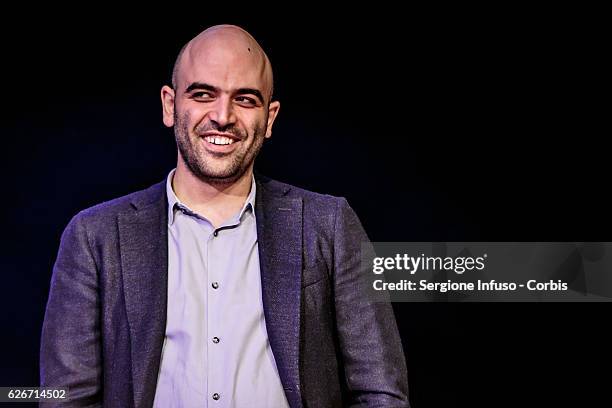 Italian journalist, writer and essayist Roberto Saviano Meets The Audience with the show 'Sottosopra' on November 28, 2016 in Milan, Italy.