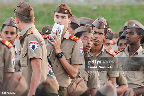 Young army cadets from the Interior Ministry proudly wore their uniforms and berets during the evening event where Raul Castro, Cuba's current...