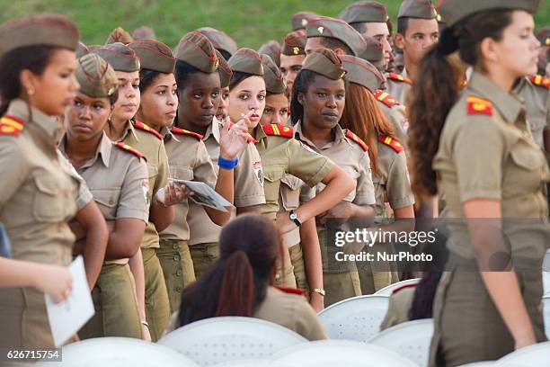 Young army cadets from the Interior Ministry proudly wore their uniforms and berets during the evening event where Raul Castro, Cuba's current...