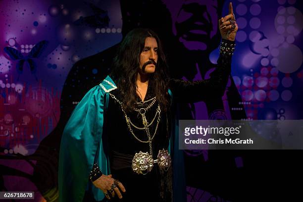 Waxwork figure of Turkish singer Baris Manco is seen on display at Turkey's first Madame Tussauds Wax Museum on November 30, 2016 in Istanbul,...
