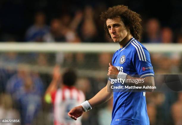 Dejected David Luiz of Chelsea at the end of the match