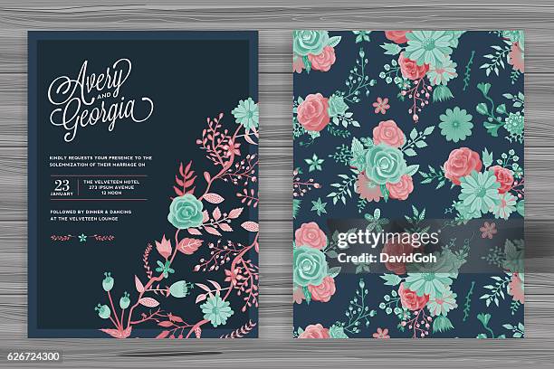 stockillustraties, clipart, cartoons en iconen met floral wedding invitation template - vrouwelijkheid