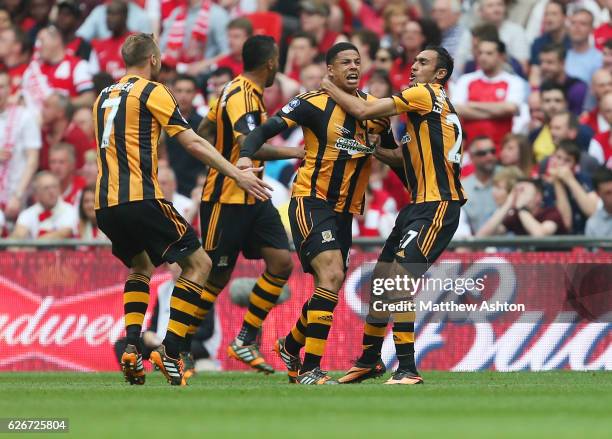 Curtis Davis of Hull City celebrates after scoring to make it 0-2