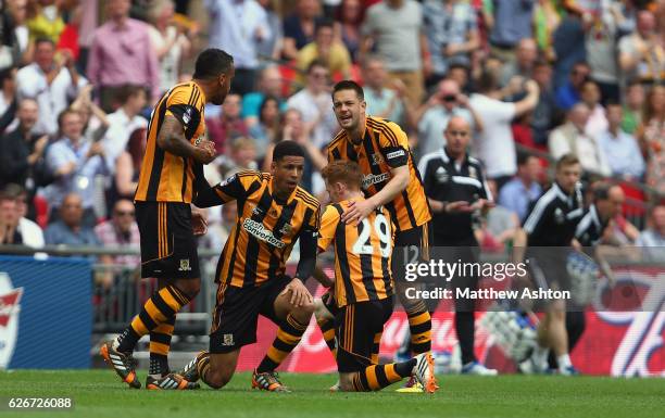 Curtis Davis of Hull City celebrates after scoring a goal to make it 0-2