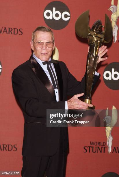 Stuntman and stunt coordinator Hal Needham at the World Stunt Awards 2001, honoring the men and women who risk their lives to put the action in...