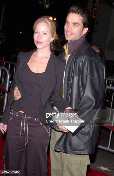 Christina Applegate wtih her husband Johnathon Schaech arrive at the premiere of "Vanilla Sky."