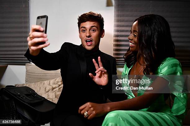 Host and diver Tom Daley and AJ Odudu are seen ahead of the Team GB Ball at Battersea Evolution on November 30, 2016 in London, England.