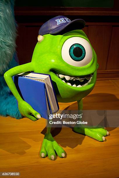 The character "Mike Wazowski" is pictured in the "Science Behind Pixar" exhibit prior to its opening at the Museum of Science in Cambridge, MA on...