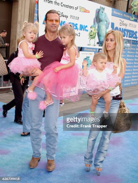 Lorenzo Lamas and wife Shauna with their daughters Victoria, Alexandra and Isabella at the premiere of Disney/Pixar's "Monsters, Inc."