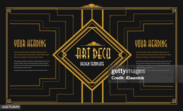 art deco style infographic design  template - brass frame stock illustrations