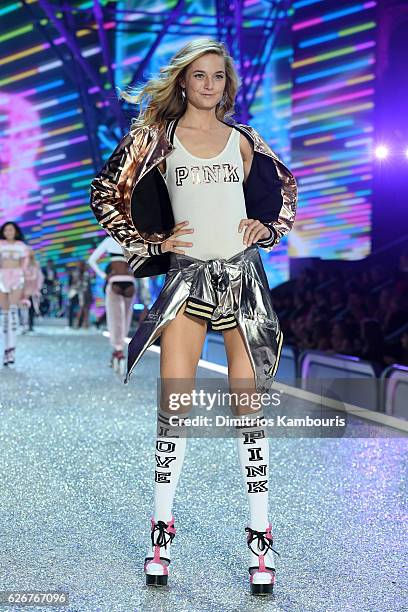 Bridget Malcolm walks the runway during the 2016 Victoria's Secret Fashion Show on November 30, 2016 in Paris, France.