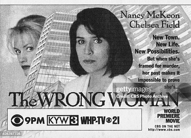 Television advertisement as appeared in the March 23, 1996 issue of TV Guide magazine. An ad for the made-for-TV movie The Wrong Woman , originally...