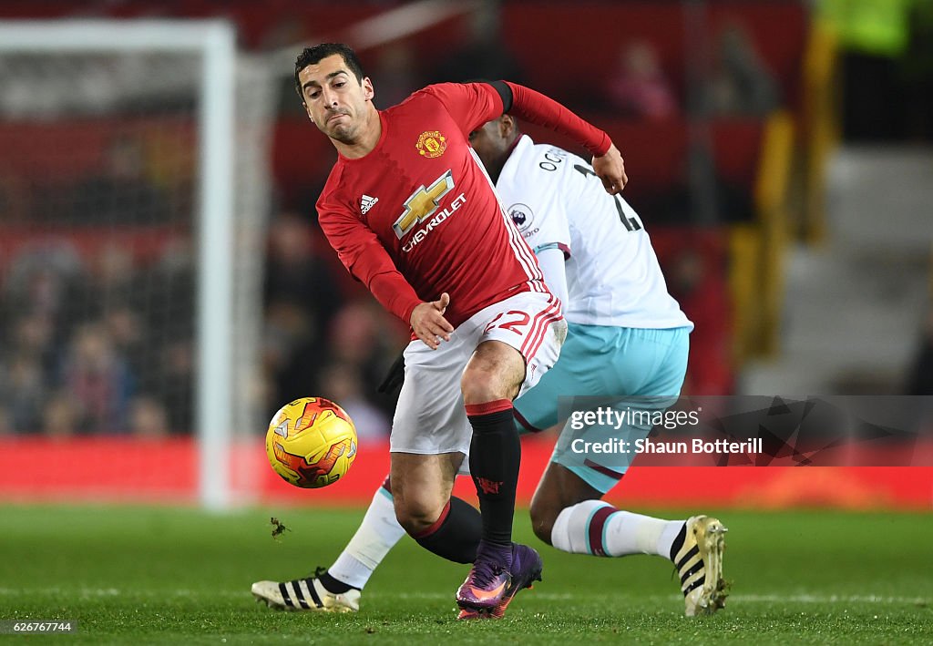 Manchester United v West Ham United - EFL Cup Quarter-Final