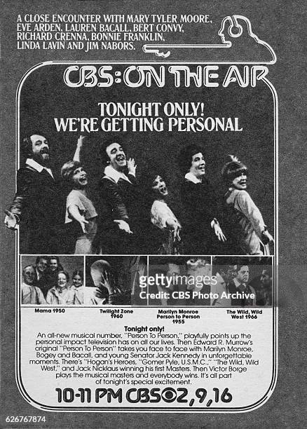 Television advertisement as appeared in the March 25, 1978 issue of TV Guide magazine. A celebration of the 50th anniversary of CBS's history in...