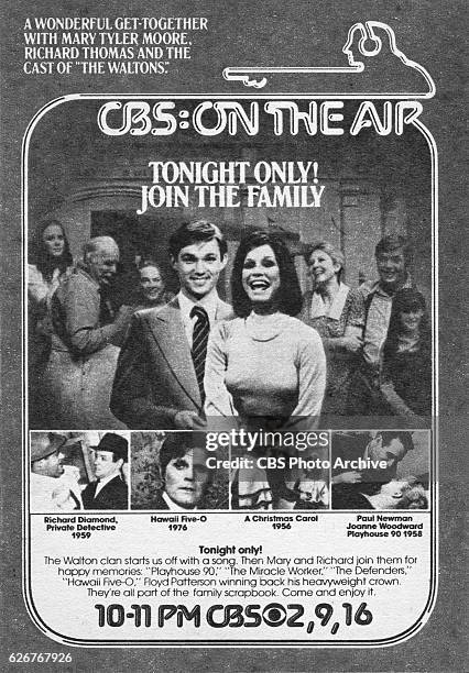 Television advertisement as appeared in the March 25, 1978 issue of TV Guide magazine. A celebration of the 50th anniversary of CBS's history in...