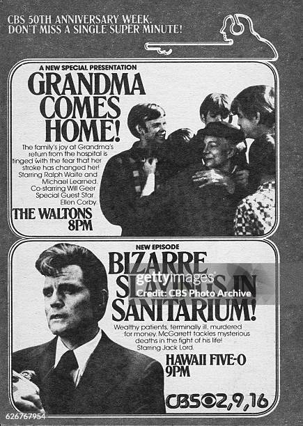 Television advertisement as appeared in the March 25, 1978 issue of TV Guide magazine. A celebration of the 50th anniversary of CBS's history in...