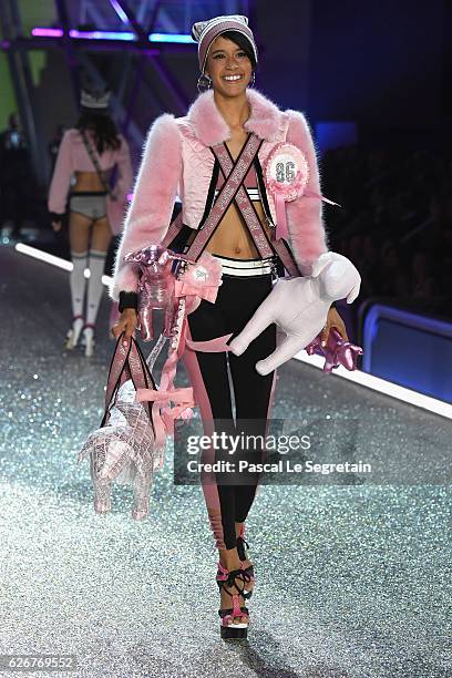 Dilone walks the runway at the Victoria's Secret Fashion Show on November 30, 2016 in Paris, France.