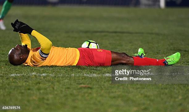 Mamadou Diallo of Tubize disappointed after missed a penalty kick pictured during Croky cup 1/8 F match between AFC Tubize and KV Oostende on...